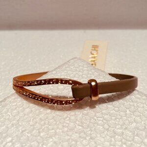SAACHI Taupe Leather & Rose Gold Magnetic Closure Bracelet 8"